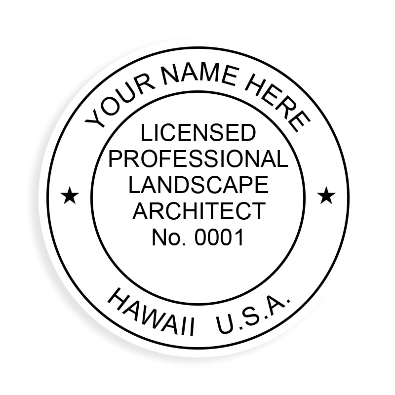 This professional landscape architect stamp for the state of Hawaii adheres to state regulations and provides top quality impressions. Orders over $100 ship free.