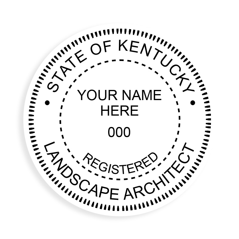 This professional landscape architect stamp for the state of Kentucky adheres to state regulations & provides top quality impressions. Orders over $75 ship free.