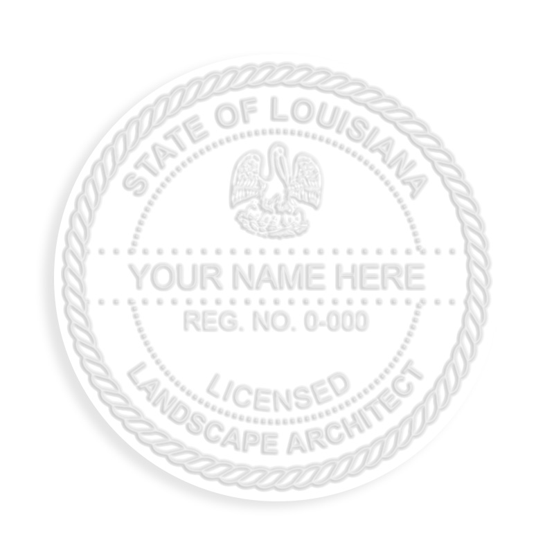 This professional landscape architect embosser for the state of Louisiana adheres to state regulations and provides top quality impressions.