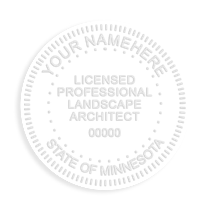 This professional landscape architect embosser for the state of Minnesota adheres to state regulations and provides top quality impressions.