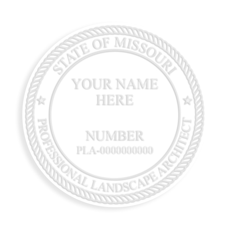 This professional landscape architect embosser for the state of Missouri adheres to state regulations and provides top quality impressions.