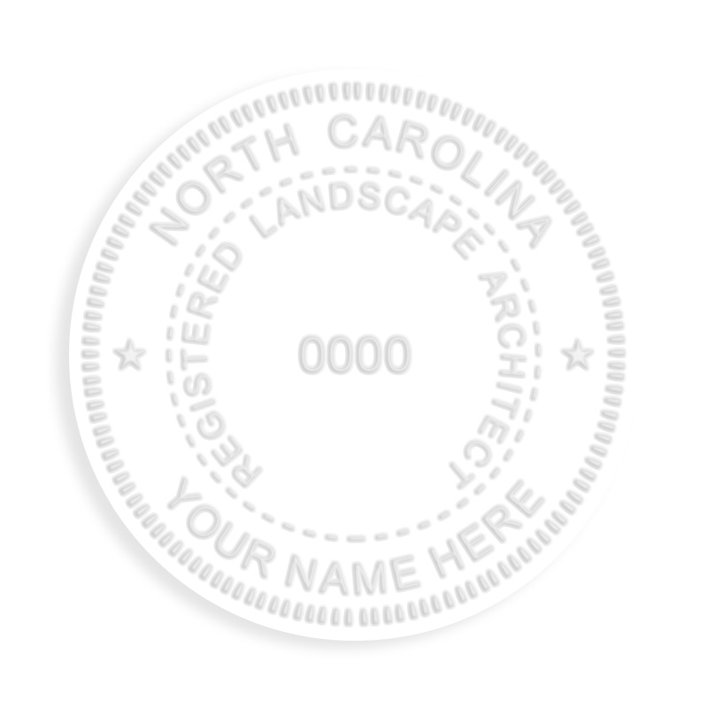 This professional landscape architect embosser for the state of North Carolina adheres to state regulations and provides top quality impressions.