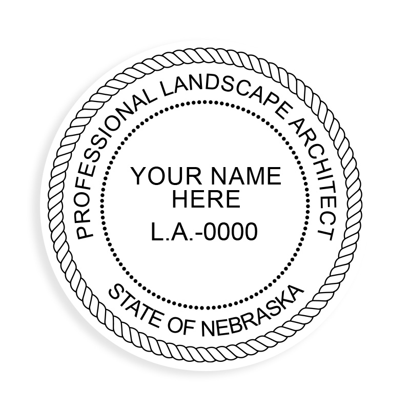 This professional landscape architect stamp for the state of Nebraska adheres to state regulations & provides top quality impressions. Orders over $75 ship free.