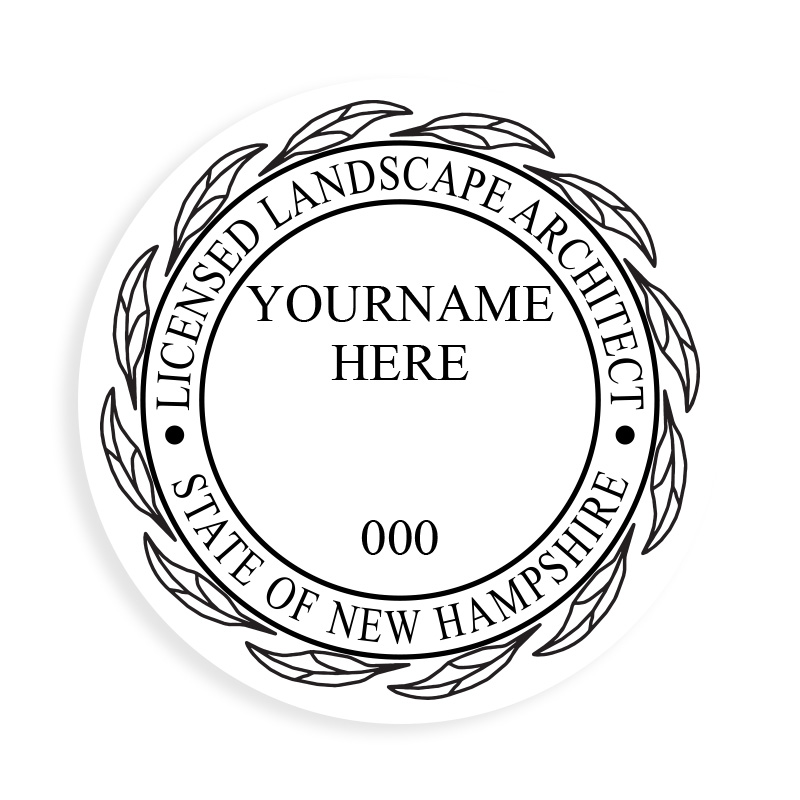 This professional landscape architect stamp for the state of New Hampshire adheres to state regulations and provides top quality impressions.