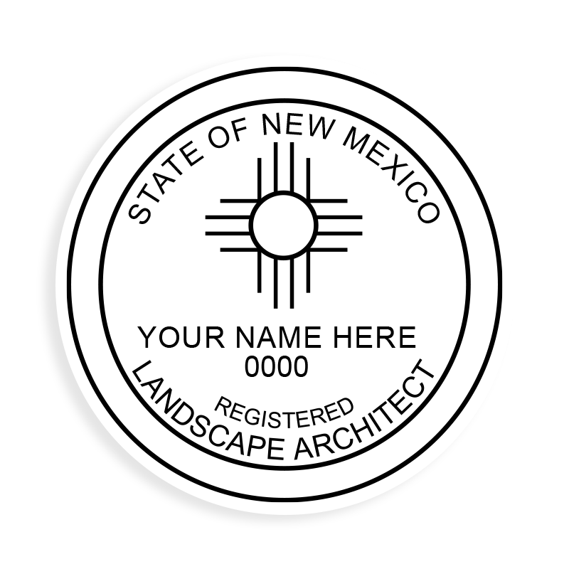 This professional landscape arch. stamp for the state of New Mexico adheres to state regulations & provides top quality impressions. Orders over $100 ship free.