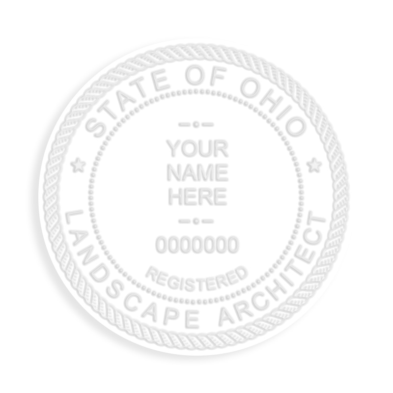 This professional landscape architect embosser for the state of Ohio adheres to state regulations and provides top quality impressions.