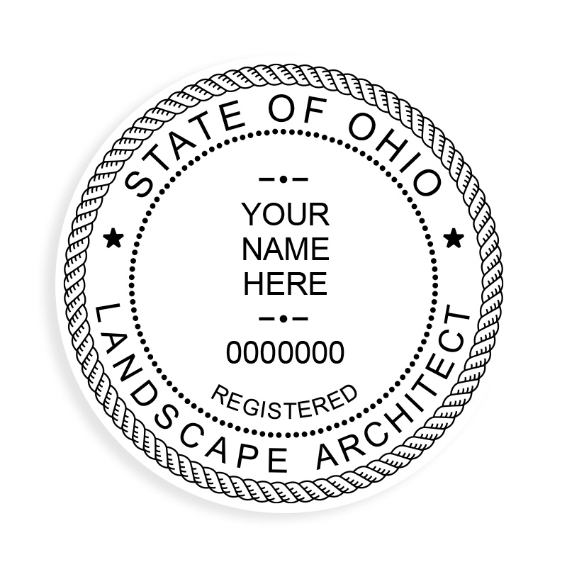 This professional landscape architect stamp for the state of Ohio adheres to state regulations & provides top quality impressions. Orders over $100 ship free.