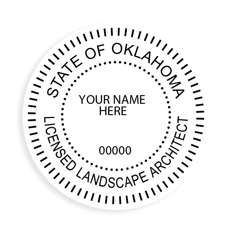 This professional landscape architect stamp for the state of Oklahoma adheres to state regulations & provides top quality impressions. Orders over $75 ship free.