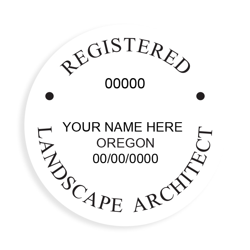 This professional landscape architect stamp for the state of Oregon adheres to state regulations and provides top quality impressions. Orders over $75 ship free.