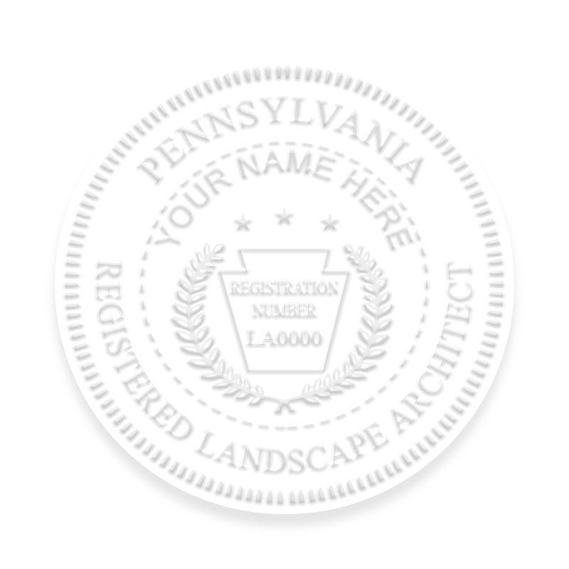 This professional landscape architect embosser for the state of Pennsylvania adheres to state regulations and provides top quality impressions.