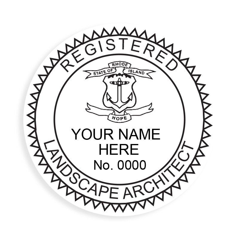 This professional landscape architect stamp for the state of Rhode Island adheres to state regulations and provides top quality impressions.