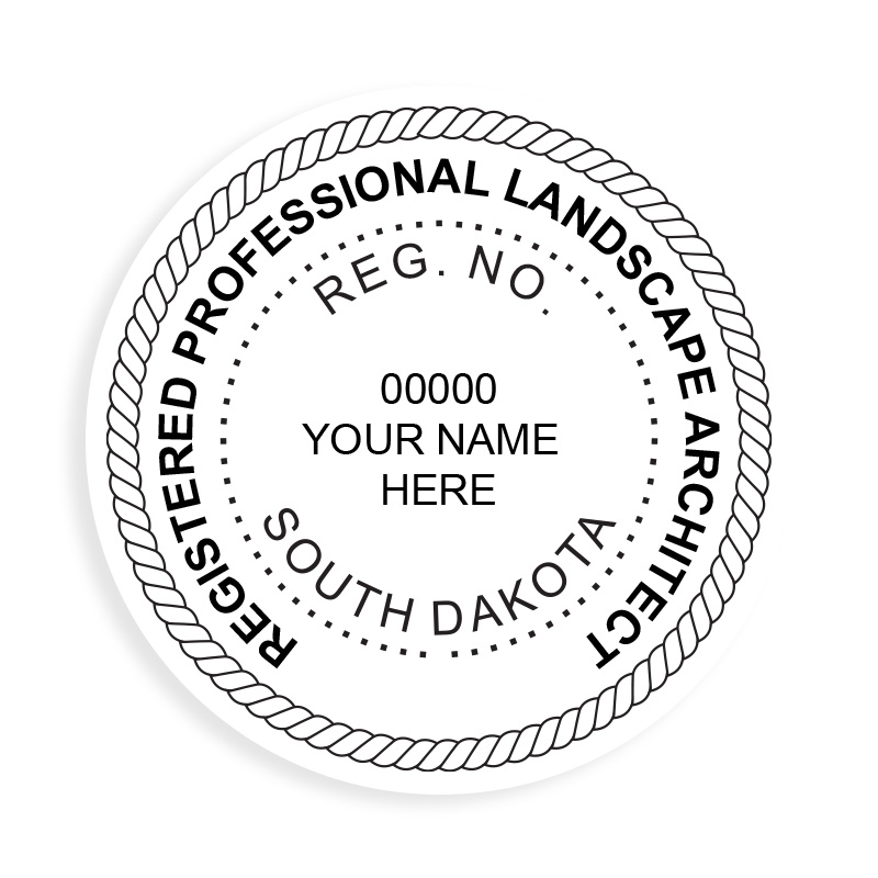 This professional registered landscape architect stamp for the state of South Dakota adheres to state regulations & provides top quality impressions.