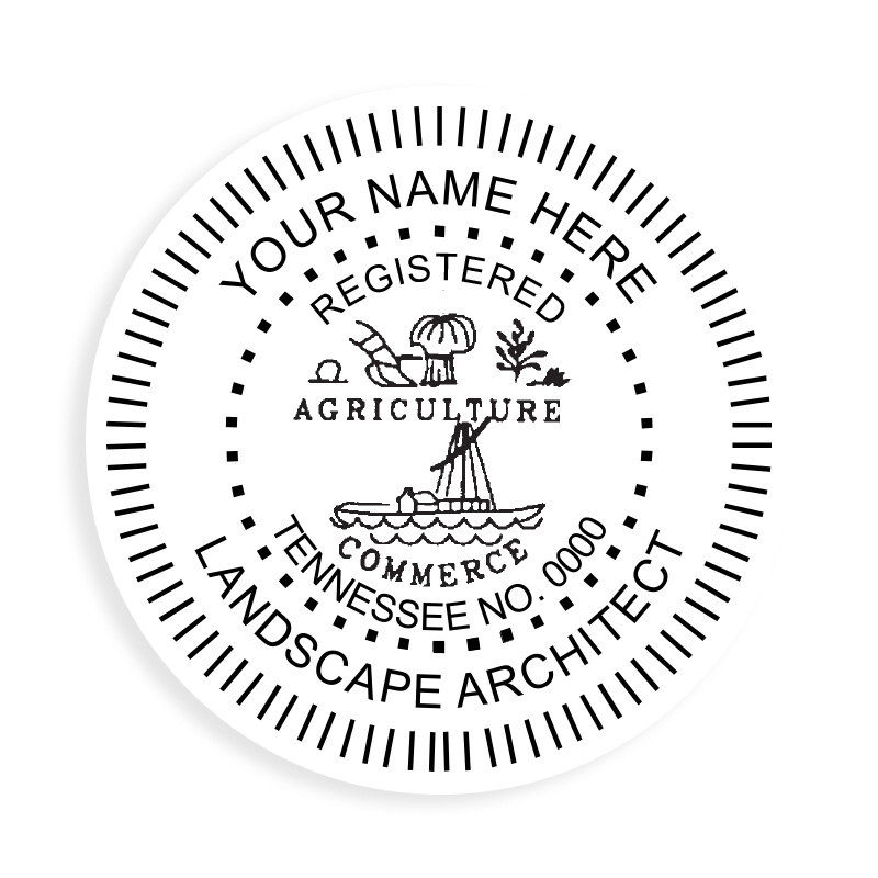 This professional landscape architect stamp for the state of Tennessee adheres to state regulations & provides top quality impressions. Orders over $75 ship free.