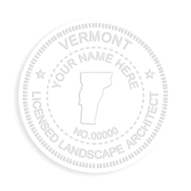 This professional landscape architect embosser for the state of Vermont adheres to state regulations and provides top quality impressions.