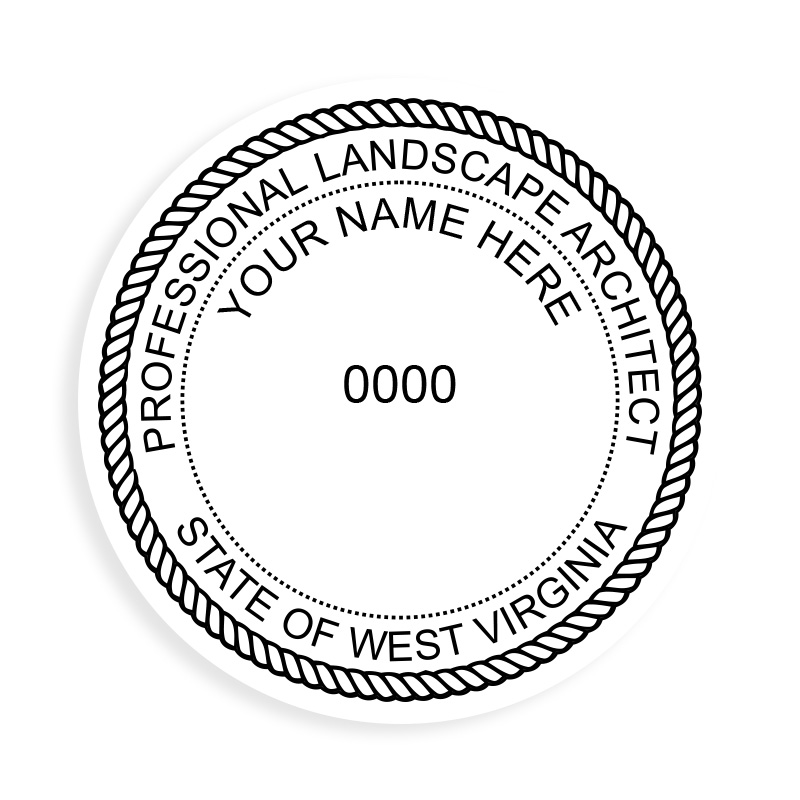 This professional landscape architect stamp for the state of West Virginia adheres to state regulations and provides top quality impressions.