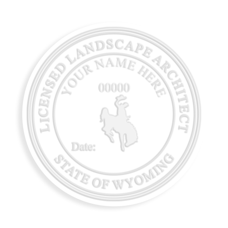 This professional landscape architect embosser for the state of Wyoming adheres to state regulations and provides top quality impressions.