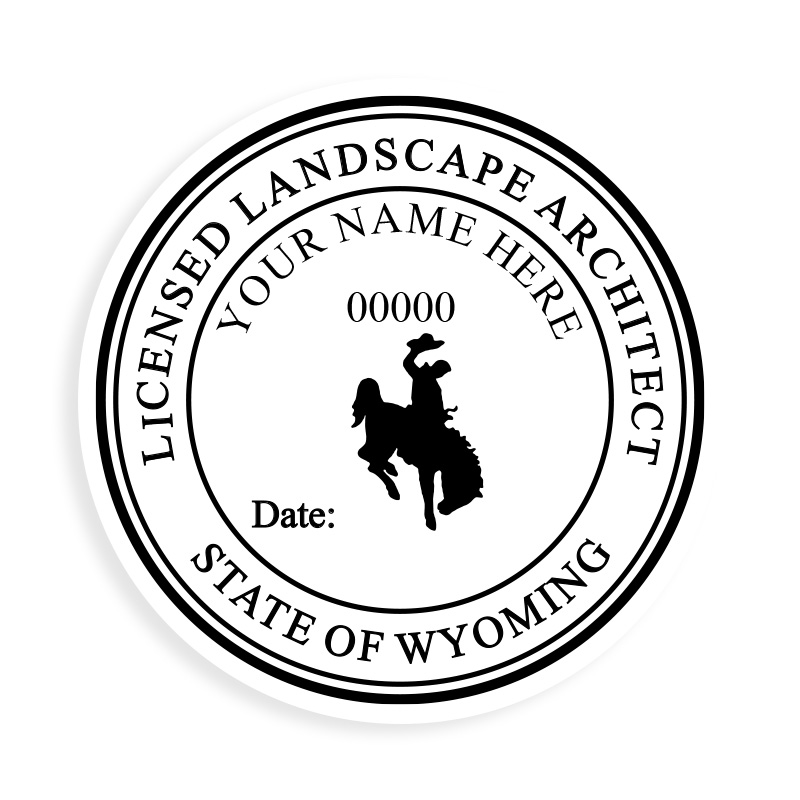 This professional landscape architect stamp for the state of Wyoming adheres to state regulations & provides top quality impressions. Orders over $75 ship free.