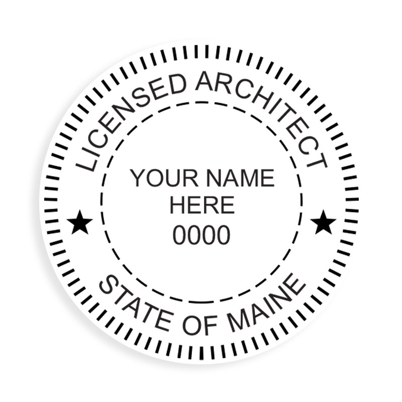 This professional architect stamp for the state of Maine adheres to state regulations and provides top quality impressions. Orders over $75 ship free.