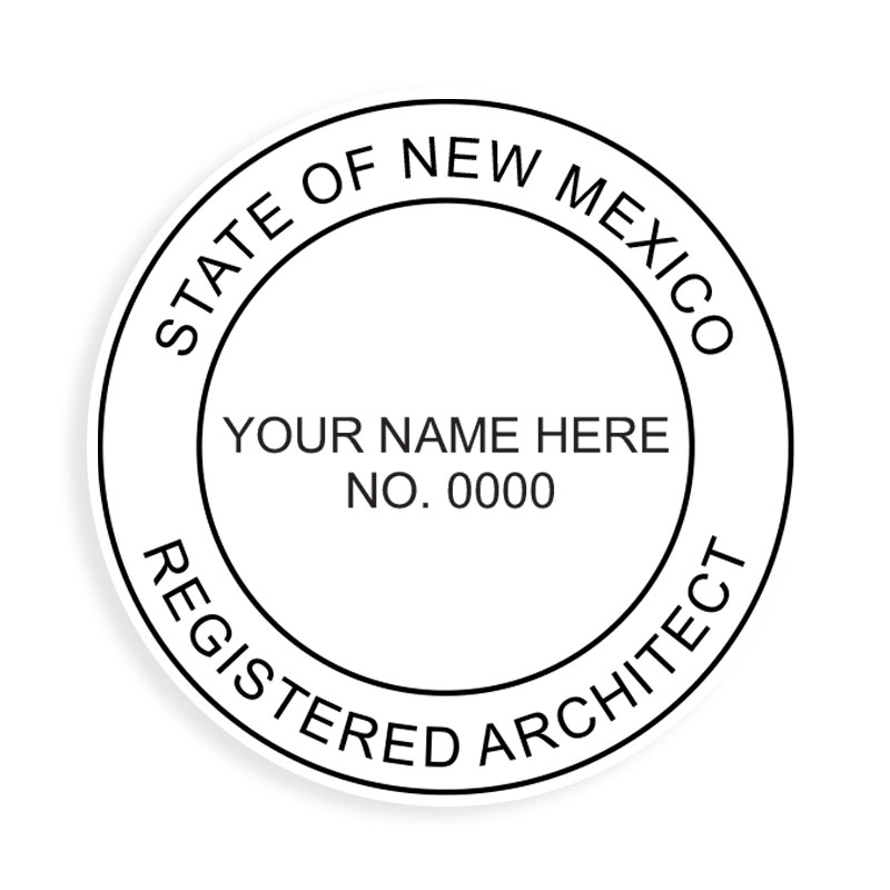 This professional architect stamp for the state of New Mexico adheres to state regulations and provides top quality impressions. Orders over $75 ship free.