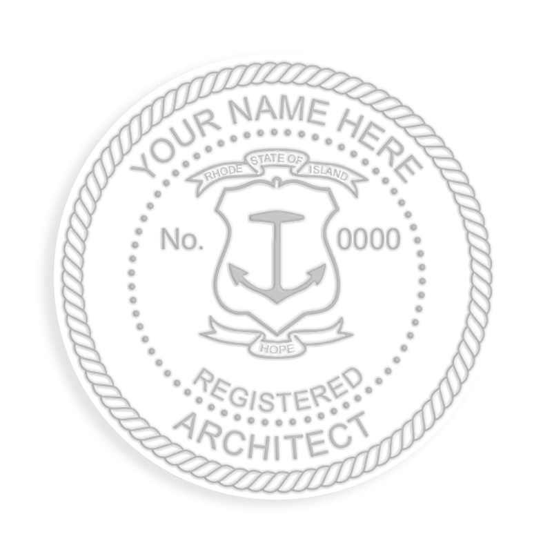 This professional architect stamp for the state of Rhode Island adheres to state regulations and makes top quality impressions. Orders over $100 ship free.