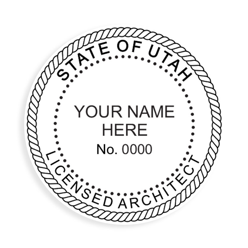 This professional architect stamp for the state of Utah adheres to state regulations and makes top quality impressions. Orders over $75 ship free.