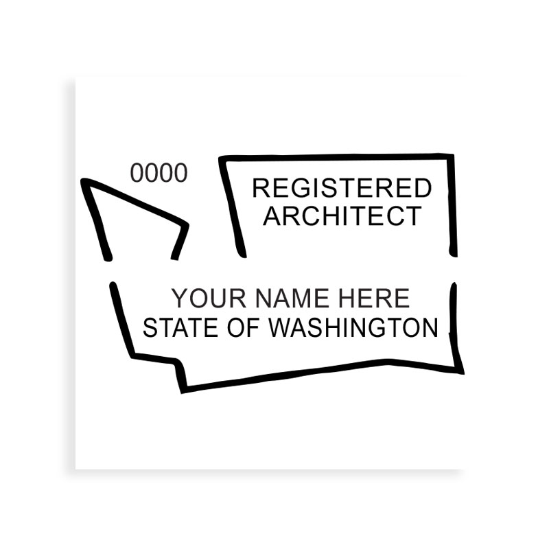 This professional architect stamp for the state of Washington adheres to state regulations and makes top quality impressions. Orders over $75 ship free.