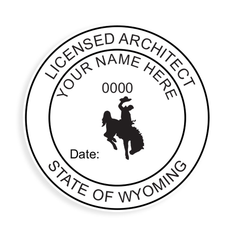 This professional architect stamp for the state of Wyoming adheres to state regulations and makes top quality impressions. Orders over $75 ship free.