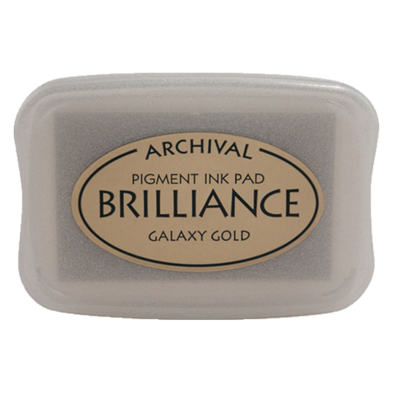 This 3-3/4" x 2-5/8" stamp ink pad comes in galaxy gold and is superb for use on many surfaces. Acid free. Orders $75 and over ship free!