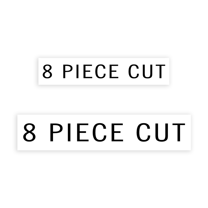 This 8 PIECE CUT stamp is easy to use w/ your choice of 2 sizes & 2 mount options, wood stamp or self-inking. Great for grocery stores, butchers & more!