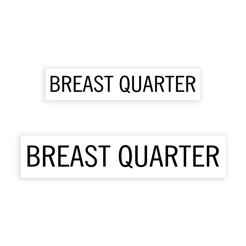 This BREAST QUARTER stamp is easy to use w/ your choice of 2 sizes & 2 mount options, wood stamp or self-inking. Great for grocery stores, butchers & more!