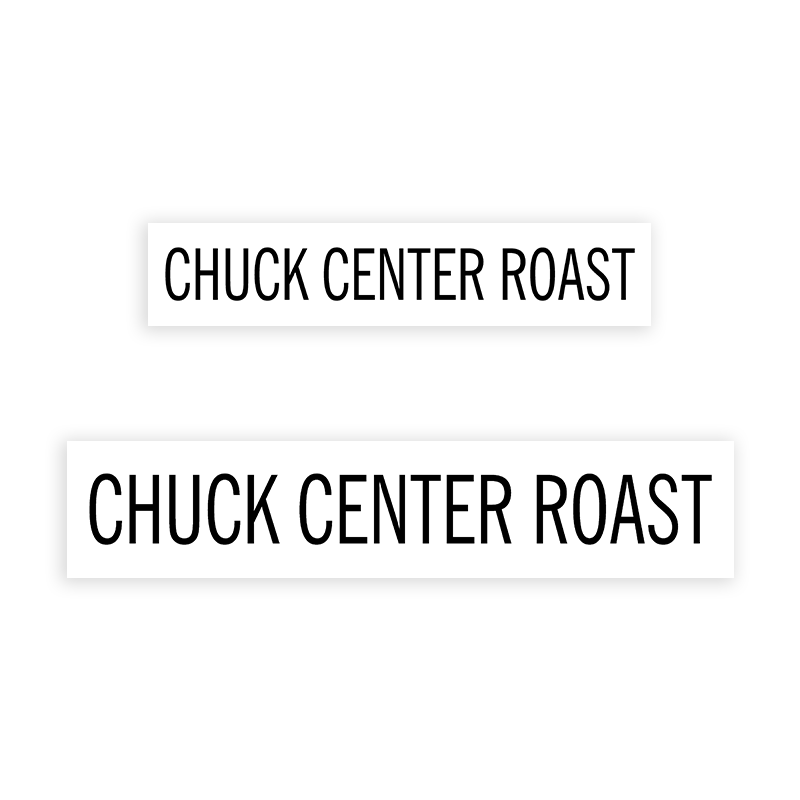 This CHUCK CENTER ROAST stamp is easy to use w/ your choice of 2 sizes & 2 mount options, wood stamp or self-inking. Great for grocery stores, butchers & more!