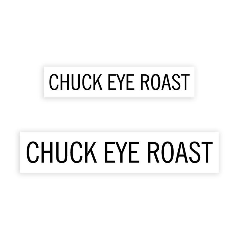 This CHUCK EYE ROAST stamp is easy to use w/ your choice of 2 sizes & 2 mount options, wood stamp or self-inking. Great for grocery stores, butchers & more!