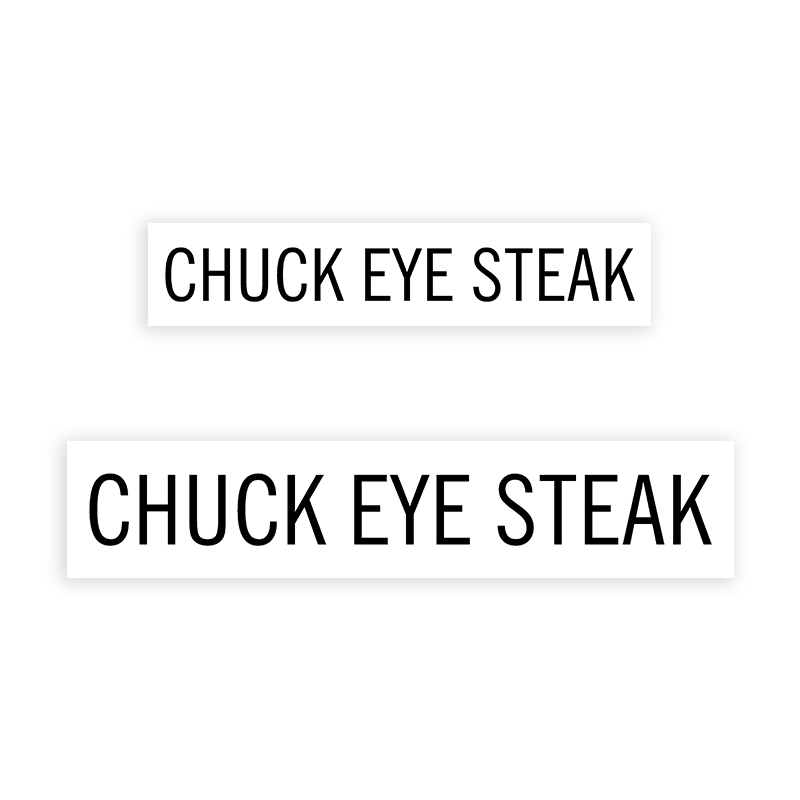 This CHUCK EYE STEAK stamp is easy to use w/ your choice of 2 sizes & 2 mount options, wood stamp or self-inking. Great for grocery stores, butchers & more!