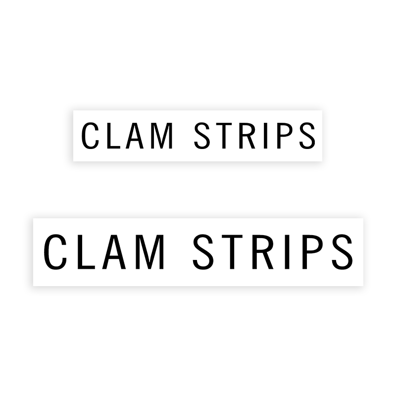 This CLAM STRIPS stamp is easy to use w/ your choice of 2 sizes & 2 mount options, wood stamp or self-inking. Great for grocery stores, butchers & more!