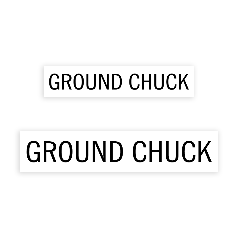 This GROUND CHUCK stamp is easy to use w/ your choice of 2 sizes & 2 mount options, wood stamp or self-inking. Great for grocery stores, butchers & more!