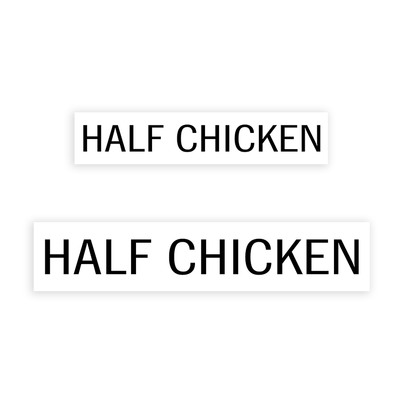 This HALF CHICKEN stamp is easy to use w/ your choice of 2 sizes & 2 mount options, wood stamp or self-inking. Great for grocery stores, butchers & more!