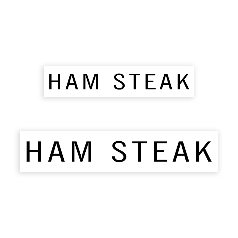 This HAM STEAK stamp is easy to use w/ your choice of 2 sizes & 2 mount options, wood stamp or self-inking. Great for grocery stores, butchers & more!