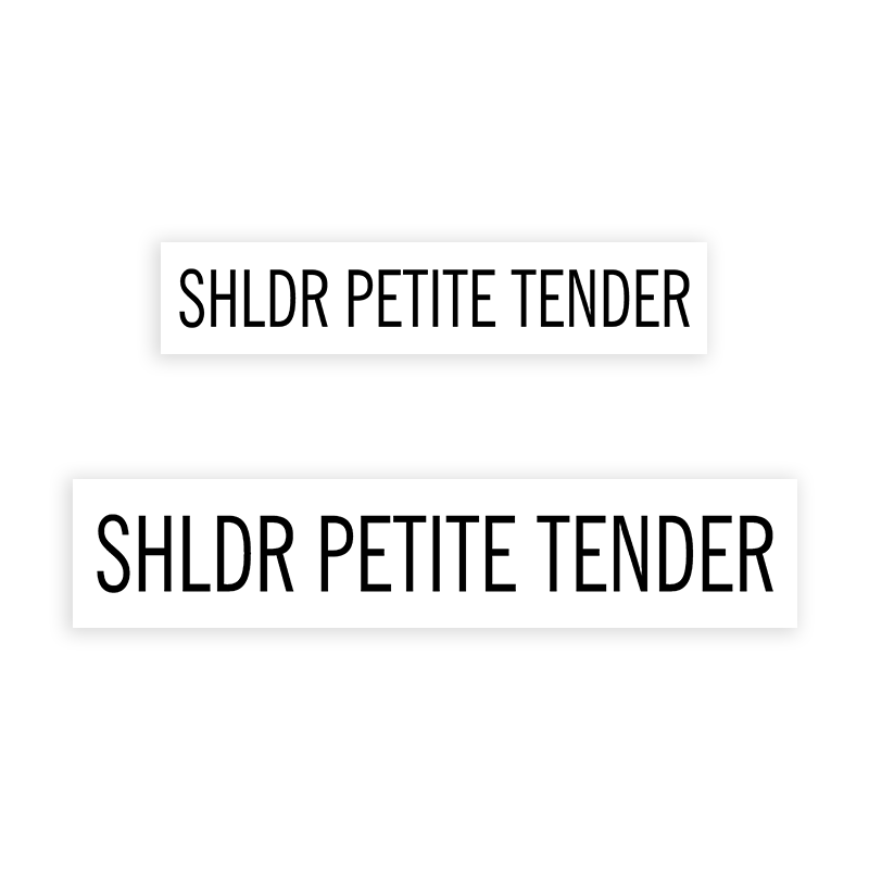 This SHLDR PETITE TENDER stamp is easy to use w/ your choice of 2 sizes & 2 mount options, wood stamp or self-inking. Great for grocery stores, butchers & more!