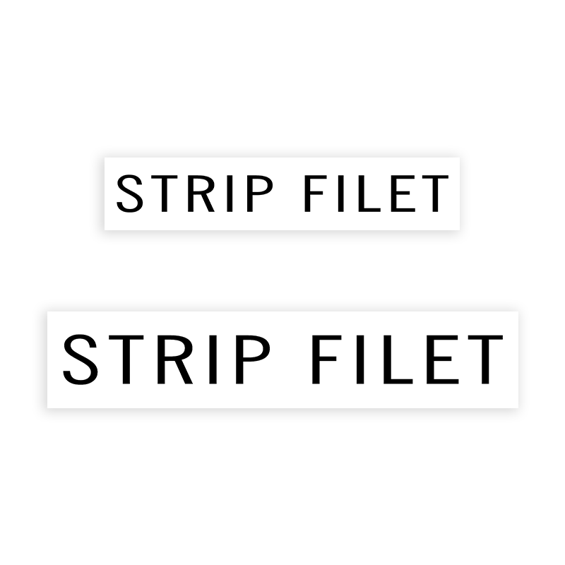 This STRIP FILET stamp is easy to use w/ your choice of 2 sizes & 2 mount options, wood stamp or self-inking. Great for grocery stores, butchers & more!