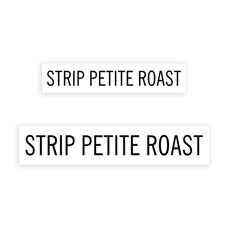 This STRIP PETITE ROAST stamp is easy to use w/ your choice of 2 sizes & 2 mount options, wood stamp or self-inking. Great for grocery stores, butchers & more!