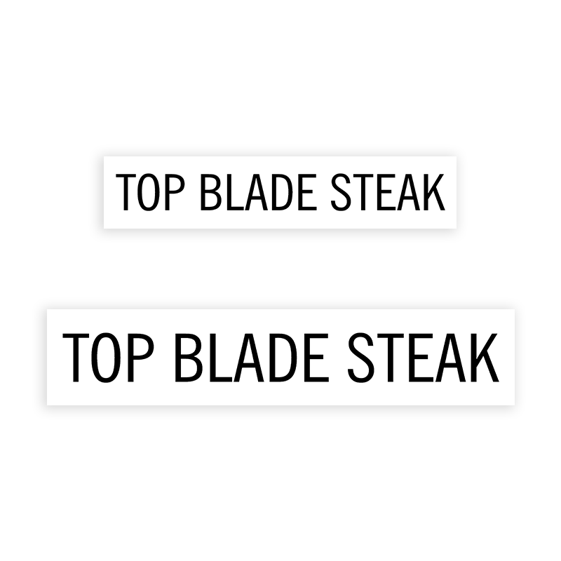 This TOP BLADE STEAK stamp is easy to use w/ your choice of 2 sizes & 2 mount options, wood stamp or self-inking. Great for grocery stores, butchers & more!