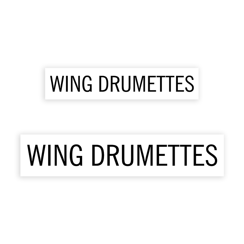 This WING DRUMETTES stamp is easy to use w/ your choice of 2 sizes & 2 mount options, wood stamp or self-inking. Great for grocery stores, butchers & more!