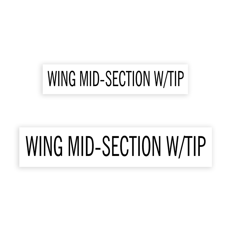 The WING MID-SECTION W/TIP stamp is easy to use w/ your choice of 2 sizes & 2 mount options, wood stamp or self-inker. Great for grocery stores, butchers & more!