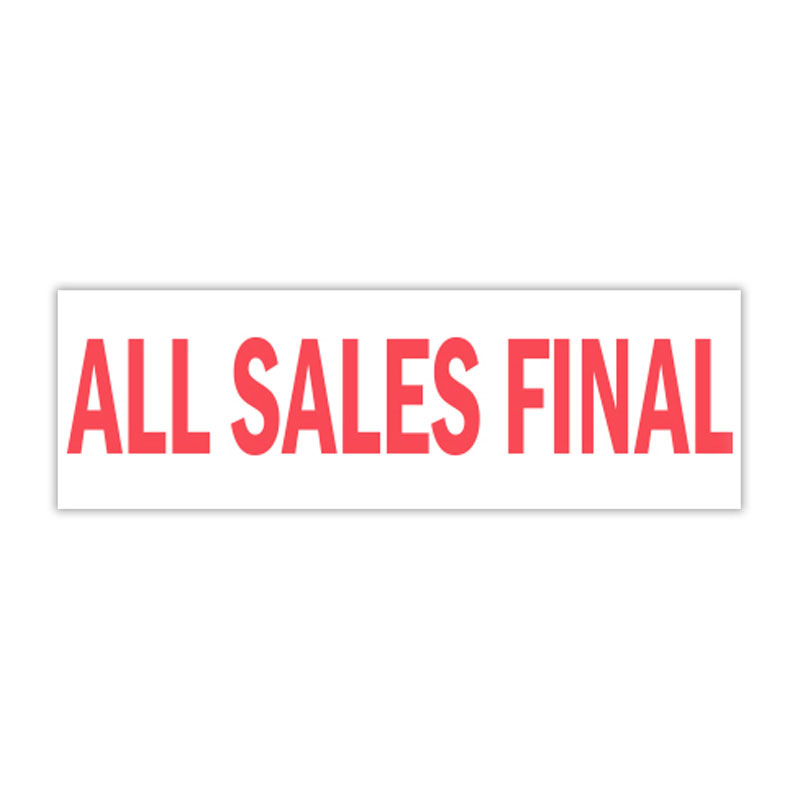 Make this ALL SALES FINAL self-inking stock stamp your own in one of 4 sizes and a choice of 5 standard or 6 premium ink colors. Orders over $100 ship free!