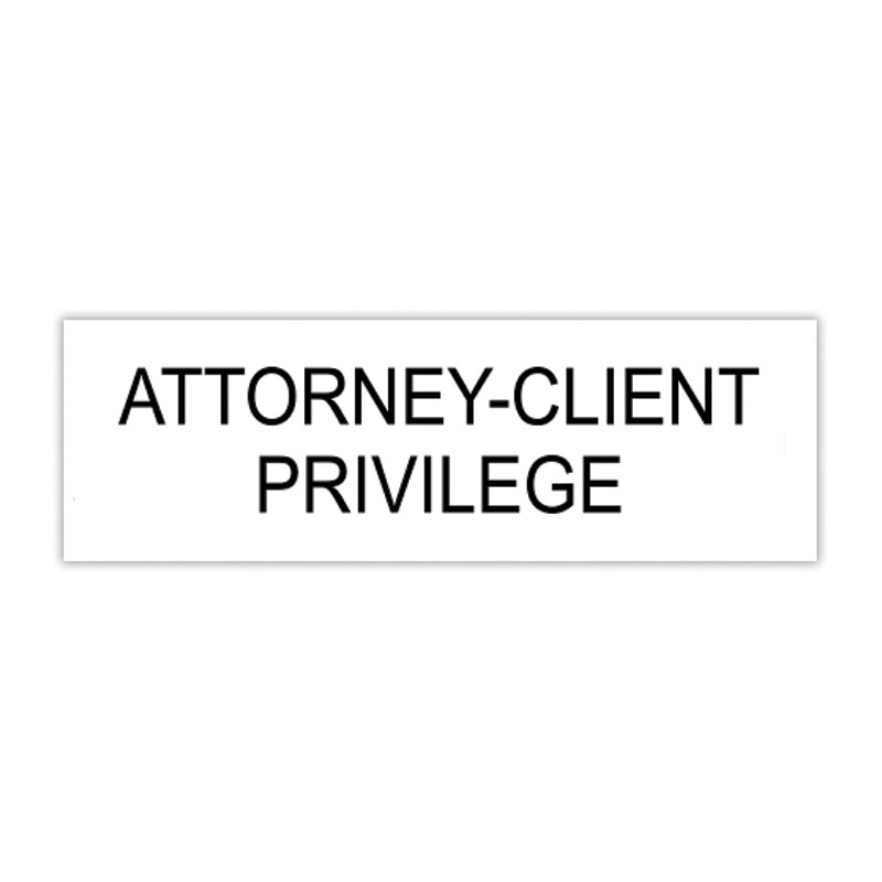 This ATTORNEY-CLIENT PRIVILEGE self-inking stock stamp is available in 4 sizes & your choice of 5 standard/6 premium ink colors. Orders over $75 ship free!