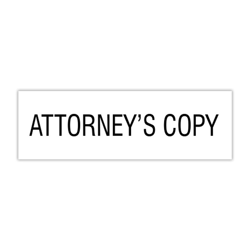 This ATTORNEY'S COPY self-inking stock stamp comes in a choice of our 11 vibrant ink colors w/ 4 different mount size options. Orders over $100 ship free!