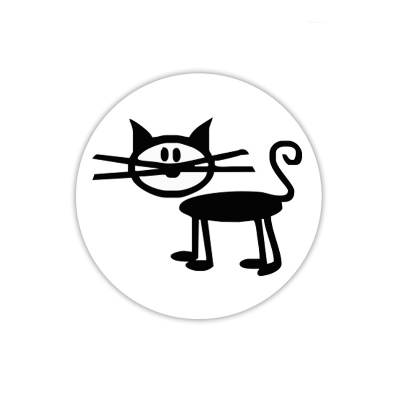 Stick drawn cat self-inking rubber stamp available in your choice of 4 sizes and 11 ink colors. Refillable with Ideal ink. Orders over $75 ship free!