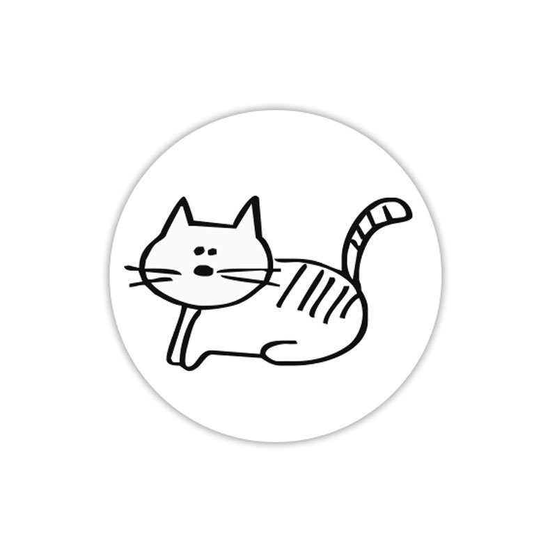 Cat laying sideways self-inking rubber stamp available in your choice of 4 sizes and 11 ink colors. Refillable with Ideal ink. Orders over $100 ship free!