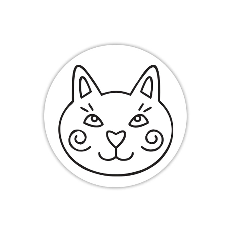 Cat face self-inking rubber stamp available in your choice of 4 sizes and 11 ink colors. Refillable with Ideal ink. Orders over $75 ship free!