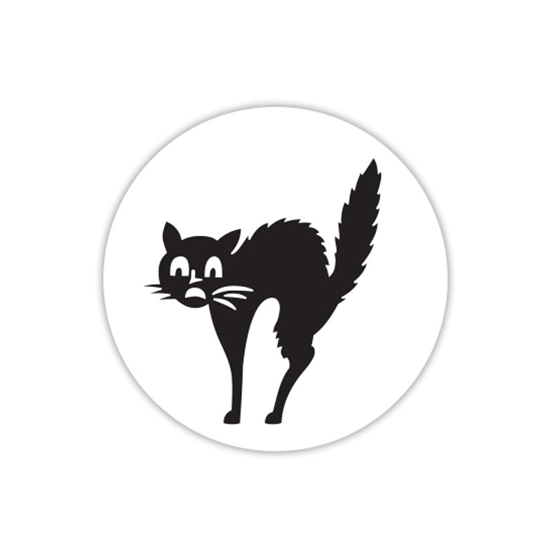 Scared Halloween cat self-inking rubber stamp available in your choice of 4 sizes and 11 ink colors. Re-ink with Ideal ink. Orders over $75 ship free!